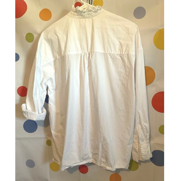 MNG Size 4 White Ruffle Blouse Button Front - Picture 8 of 12